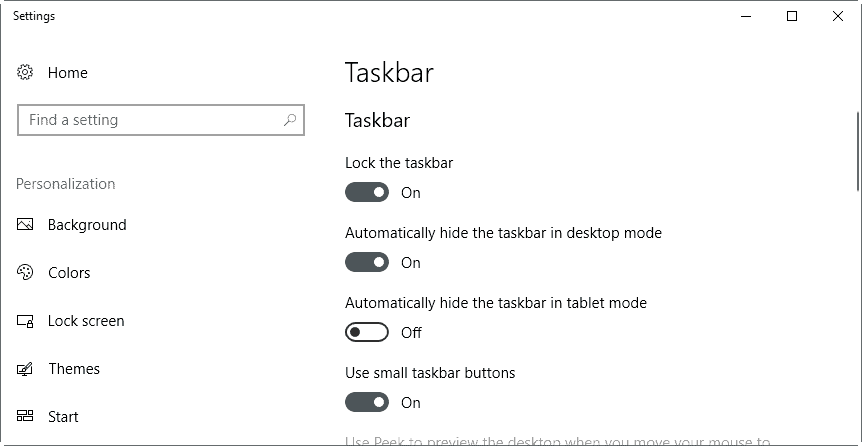 automatically hide the taskbar in desktop mode 